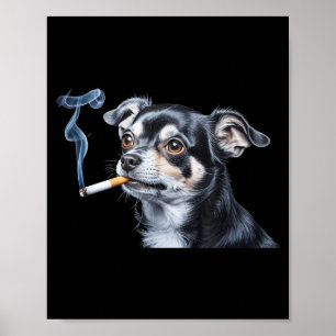 Rolig chihuahua-meme med hund som röker cigarett poster