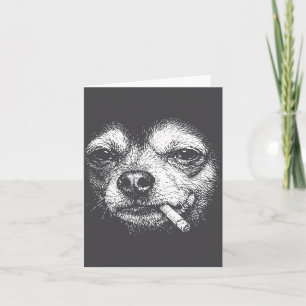 Rolig Chihuahua-meme med hund som röker cigarett R Tack Kort