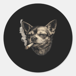 Rolig chihuahua-meme med hund som röker cigarett  runt klistermärke