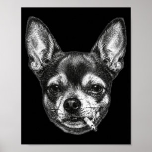 Rolig chihuahua-meme med hund som röker cigarett v poster