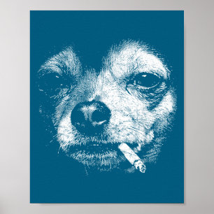 Rolig Chihuahua-meme med hund som röker cigarett v Poster
