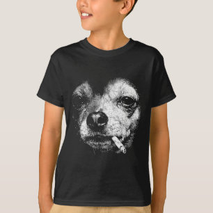 Rolig Chihuahua-meme med hund som röker cigarett v T Shirt