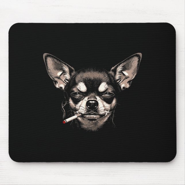 Rolig Chihuahua-meme om hund som röker cigarett fö Musmatta (Framsidan)