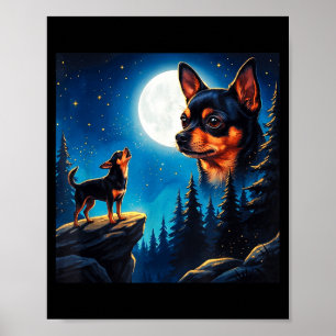 Rolig chihuahua som ylar mot månen husdjurs hundäl poster