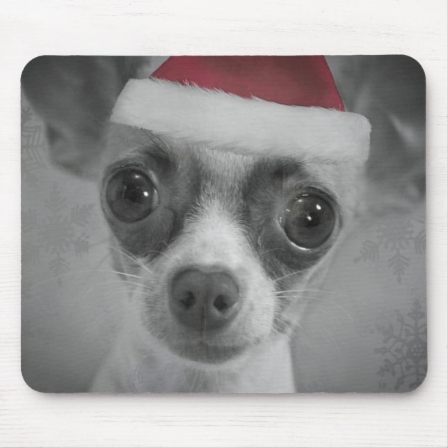 Rolig Chihuahuavalp för jul med den Santa hatten Musmatta (Framsidan)