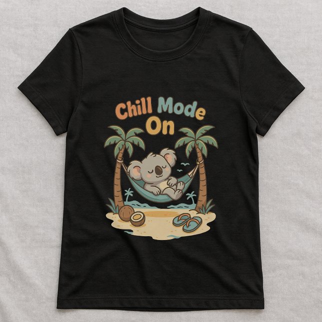 Rolig Chill Mode Tröja; Söt Koala Hängmatta Beach T Shirt (Skapare uppladdad)