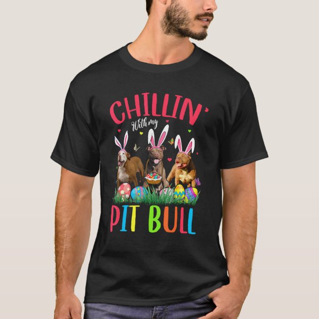 Rolig chillar med mina påskägg av pitbull Glad  T Shirt (Framsida)