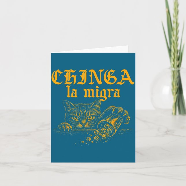 Rolig Chinga La Migra Retro Katt Kort (Framsida)