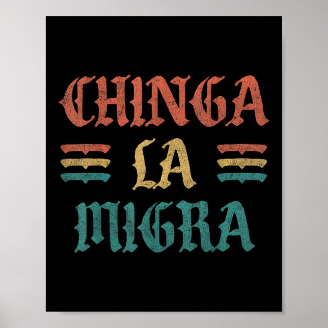 Rolig Chinga La Migra Tröja För Män Kvinnor  Poster (Framsidan)