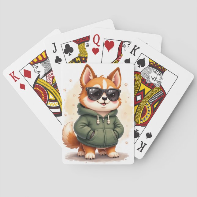 Rolig Chinook Kawaii Hund Casinokort (Baksidan)