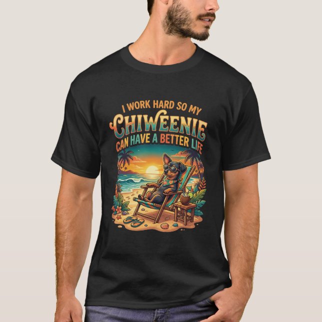 Rolig Chiweenie Hund T Shirt (Framsida)