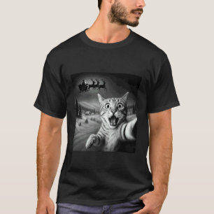 Rolig Chockad Katt Selfie Tomte Släd Jul Julen T Shirt