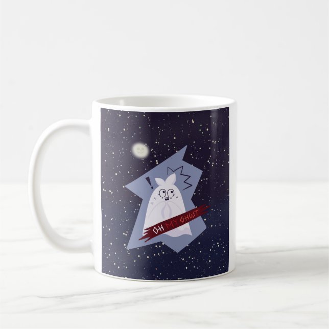 Rolig Chockad Spök Tecknad Klassisk Mugg (Vänster)