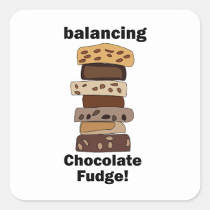 Rolig Choklad Fudge Efterrätt Balanserar Fyrkantigt Klistermärke