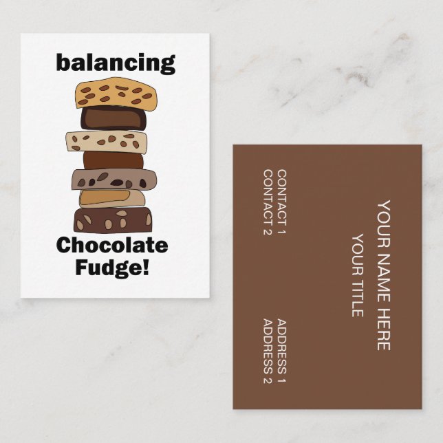 Rolig Choklad Fudge Efterrätt Balanserar Visitkort (Fram/baksida)