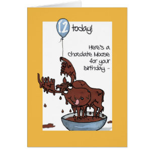 Rolig chokladälg med ballong12:efödelsedag hälsningskort