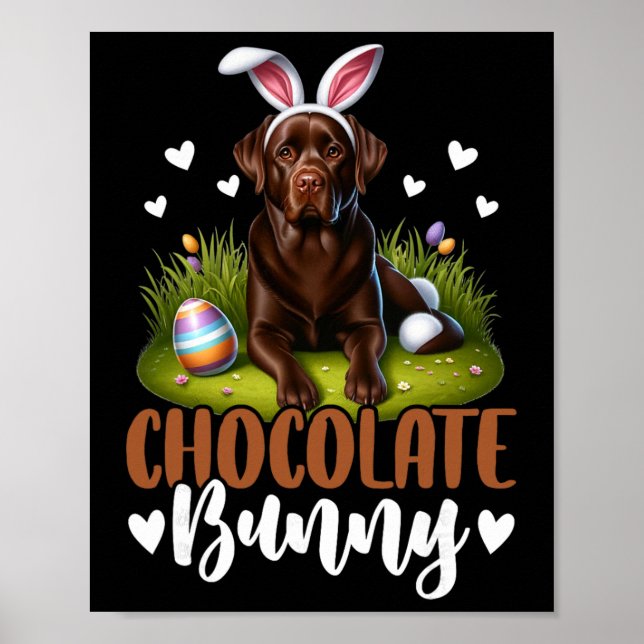 Rolig chokladlabrador kanin påskfirande  poster (Framsidan)