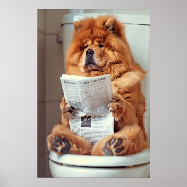 Rolig Chow Chow Badrumstryck, Hund som läser Poster (Framsidan)