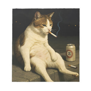 Rolig Cigarettrullande Katt Gen Z-Meme Anteckningsblock