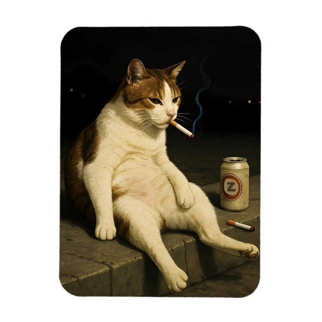 Rolig Cigarettrullande Katt Gen Z-Meme Magnet (Vertikal)