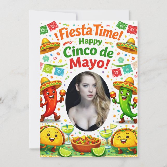 Rolig Cinco de Mayo 2026 Fiesta Tid Taco Kalas Inbjudningar (Framsida)