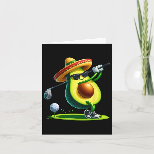 Rolig Cinco De Mayo Avokado Visar Golf Färdigheter Kort (Framsida)