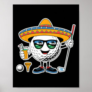 Rolig Cinco De Mayo Golfboll Med Sombrero Margar Poster