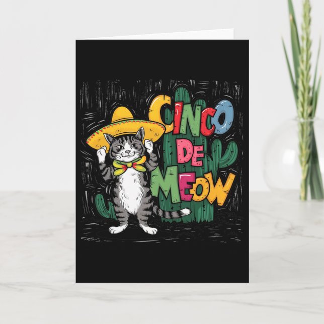 Rolig Cinco De Mayo Katt Sombrero Poncho Fest Dame Kort (Framsida)