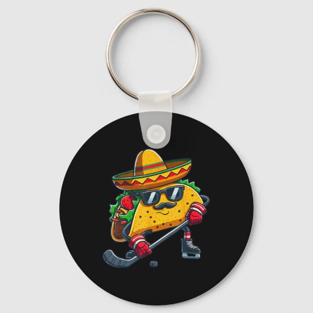 Rolig Cinco De Mayo Taco Ishockeyspelare Män Kvinn Nyckelring (Framsida)