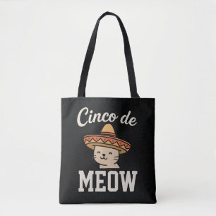 Rolig Cinco de Meow Katt Fest Design - Söt Meow Tygkasse