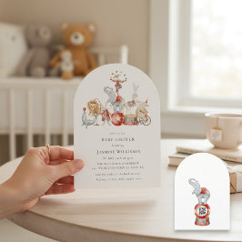 rolig Circus Baby Shower med qr-kod Inbjudan