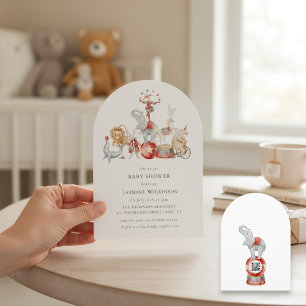 rolig Circus Baby Shower med qr-kod Inbjudan