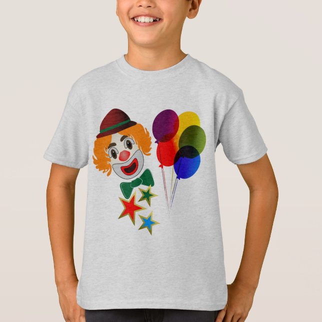 Rolig cirkusclown och ballonger t shirt (Framsida)