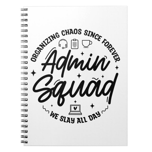 Rolig Citat Admin Prof Dag Team Organiserar Kaos Anteckningsbok (Framsidan)