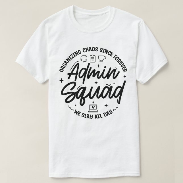Rolig Citat Admin Prof Dag Team Organiserar Kaos T Shirt (Design framsida)