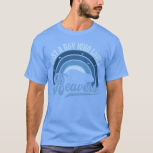 Rolig Citat Bara En Pojke Som Älskar En Bäver Blå T Shirt