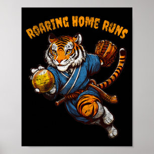 Rolig Citat Brölande Home Run Boll Retro Tiger Kär Poster