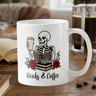 Rolig Citat För Bokälskare Blommig Skelett Kaffemugg