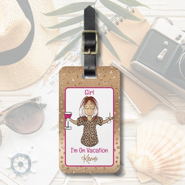 Rolig Citat Kvinnlig Tecknad Semester Kul Glamourö Bagagebricka (Skapare uppladdad)