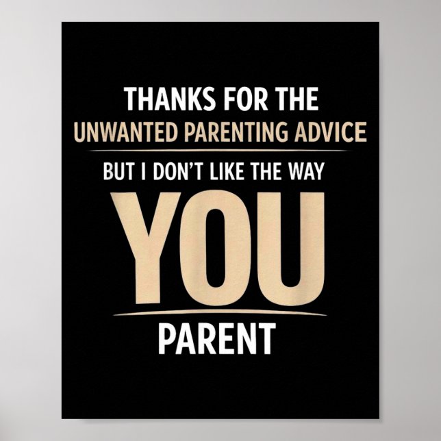 Rolig Citat Om Föräldraskap Sarksatisk Mamma Pappa Poster (Framsidan)