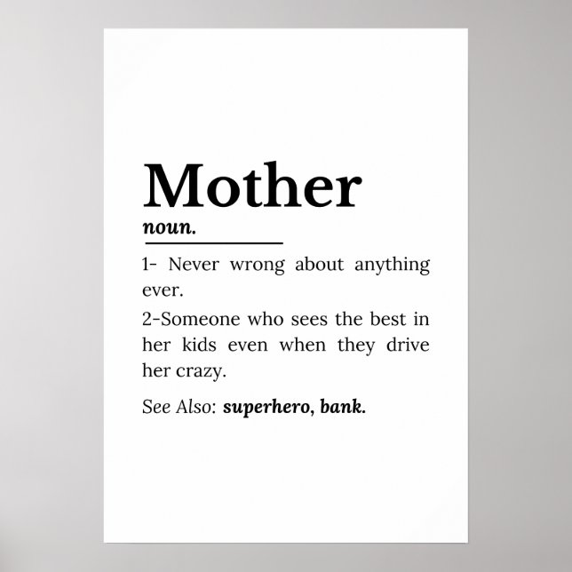 Rolig Citat om Mammor Definition Poster (Framsidan)