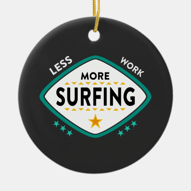 Rolig Citat om Surfing  Julgransprydnad Keramik (Framsidan)
