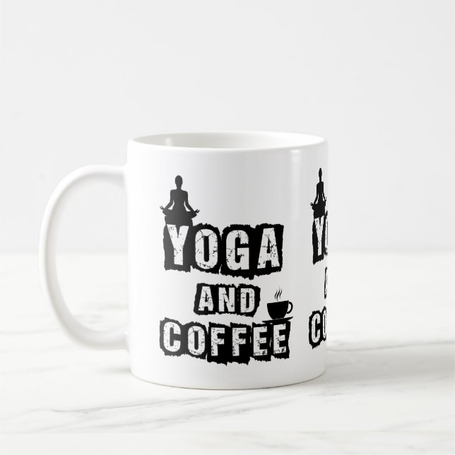 Rolig Citat om Yoga och Kaffe för Välbefinnande Kaffemugg (Vänster)