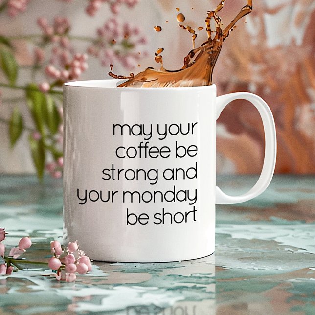 Rolig Citat Söt Svart Och Vit Måndag Morgon Kaffemugg (Skapare uppladdad)