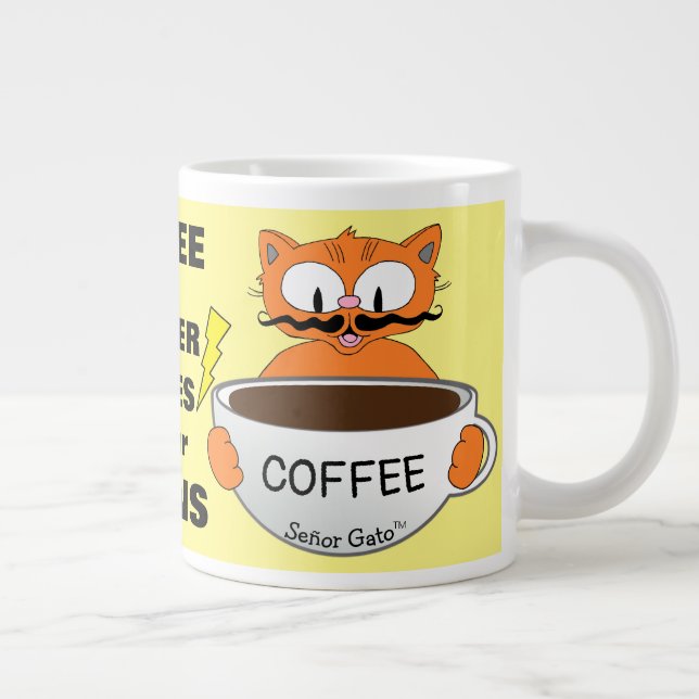 Rolig Citat Tecknad Katt Jumbo Mugg (Höger)