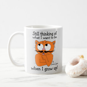 Rolig Citat Tecknad Mustasch Katt Kaffemugg