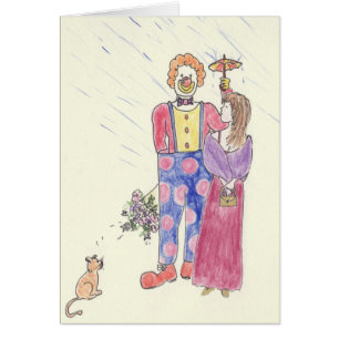 Rolig Clown Kärlek Romantik Humor Särpräglad Teckn Hälsningskort