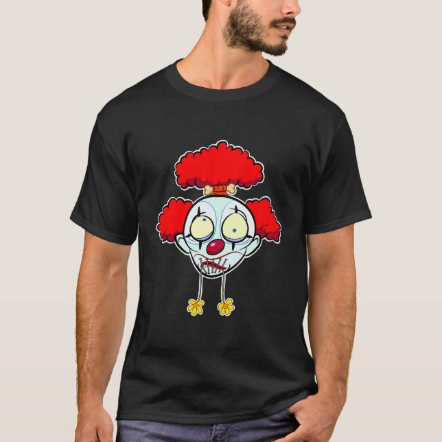 Rolig Clown Krympt Huvud T Shirt (Framsida)