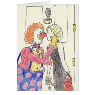 Rolig Clown Romantik Sällsam Märklig Kärlek Teckni Hälsningskort