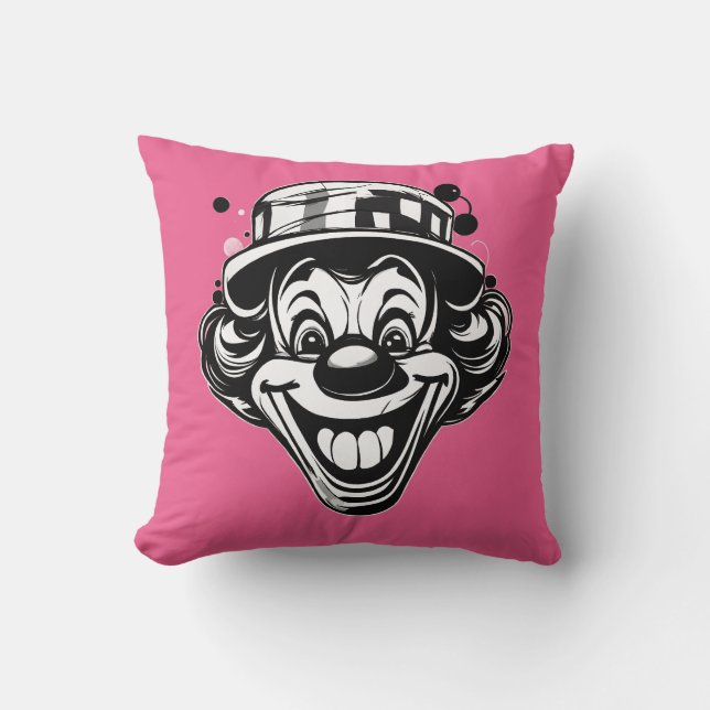 Rolig clownlogo – Upp och ned-vänd mössa & Tunga u Kudde (Framsida)